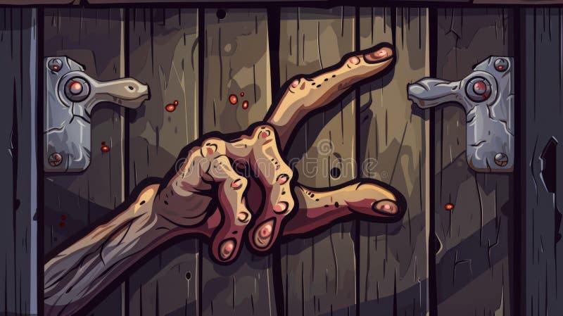 Monster hand scratching door in horror cartoons royalty free stock photography