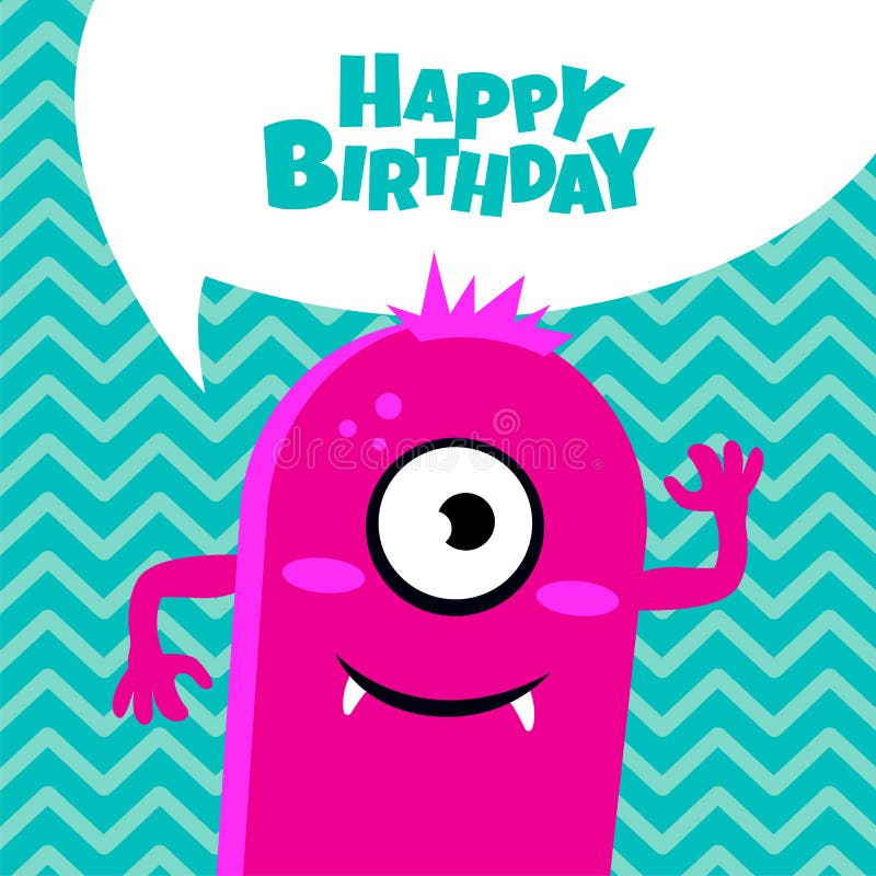 Monster Wishes Happy Birthday Stock Vector - Illustration of party ...