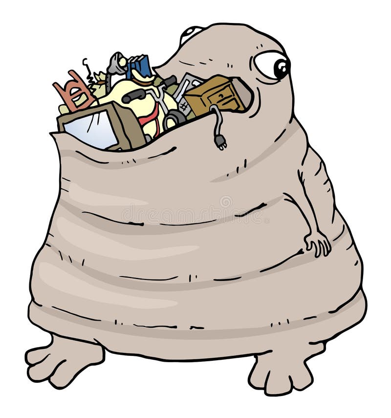 Monster som äter avskräde vektor illustrationer Monster som äter avskräde vektor illustrationer