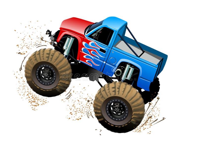 Monster truck de la historieta aislado en el fondo blanco libre illustration Monster truck de la historieta aislado en el fondo blanco libre illustration