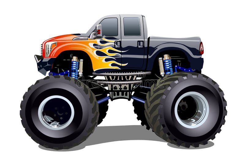 Monster truck de la historieta aislado en el fondo blanco stock de ilustración