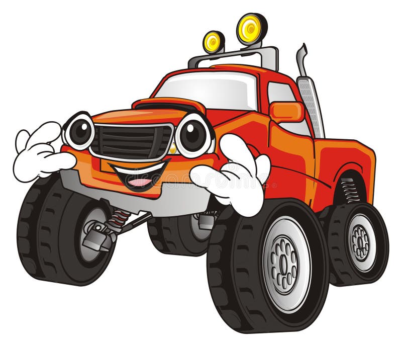 Desenhos Animados Rápidos Fora Do Carro Da Estrada Que Olha Como O Monster  Truck Que Conduz Através Da Cidade Ilustração Stock - Ilustração de fresco,  olhar: 98576769