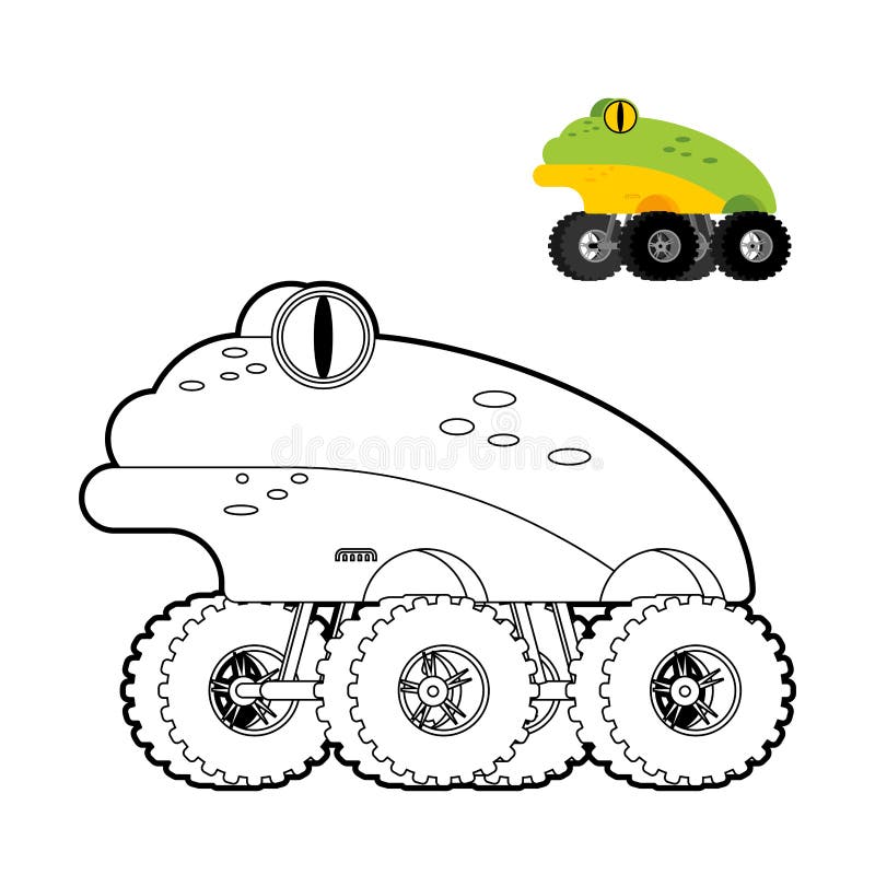 vector cartoon of monster truck, coloring book or page 19593498 Vector Art  at Vecteezy