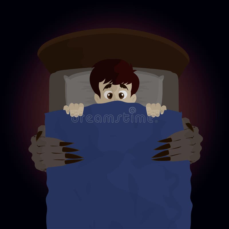 The Monster from Under the Bed. Stock Vector Illustration of pillow