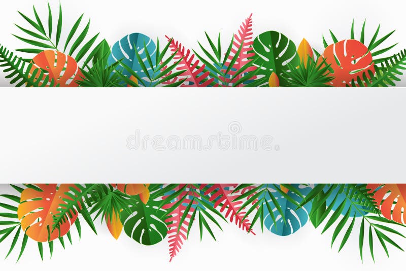 Τροπική παλμέτα από χαρτί, πλαίσιο με φύλλα μόνστερας. Τροπικό φύλλο καλοκαιριού ελεύθερη απεικόνιση δικαιώματος