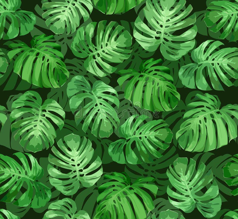 Monstera deixa o fundo tropical sem emenda ilustração stock Monstera deixa o fundo tropical sem emenda ilustração stock