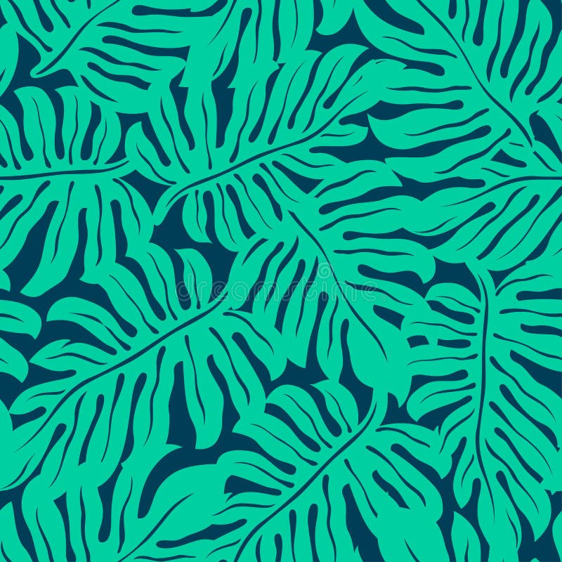 Monstera tropical leaf in a seamless pattern