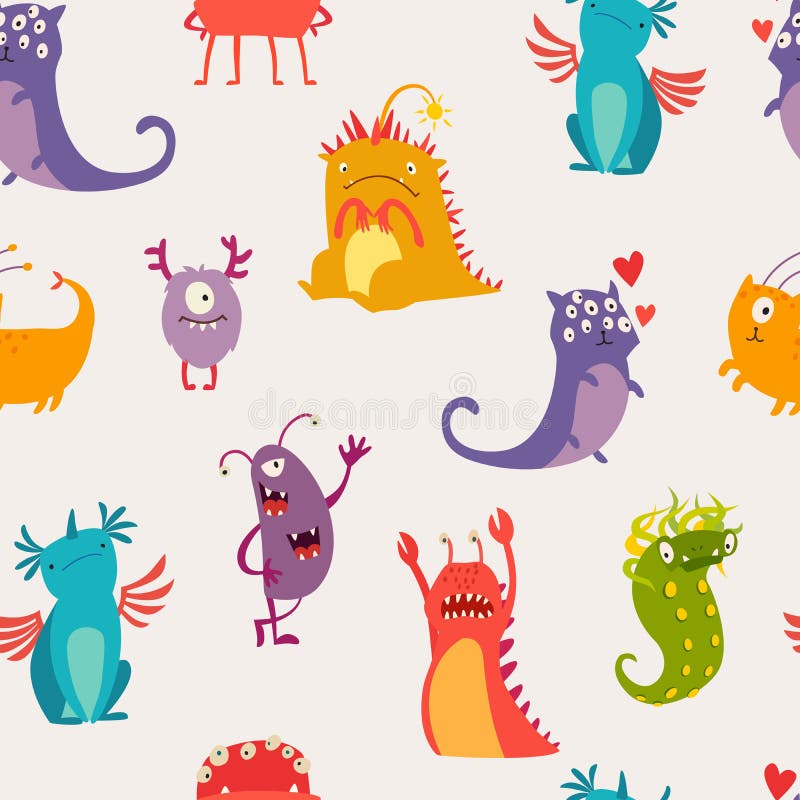 Monsters Vector Set. Kids Cartoon Toy, Colorful Cute Character Stock ...