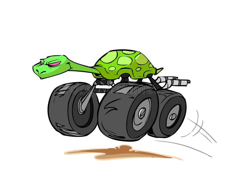 Monstertruck korytnačka na štyroch kolesách.