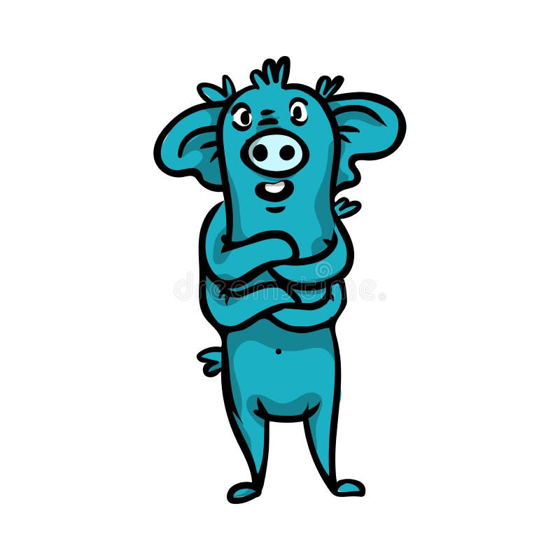 Personagem de desenho animado de um alienígena azul com olhos grandes em um  fundo branco