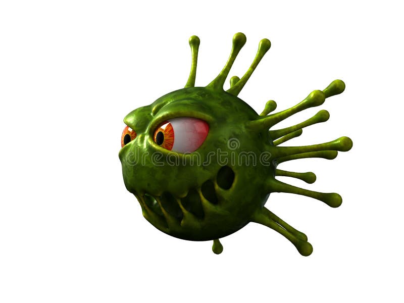Monstro do vírus corona com a ilustração 3d do olhar maligno