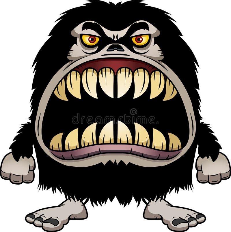 Monstro peludo dos desenhos animados irritados ilustração royalty free Monstro peludo dos desenhos animados irritados ilustração royalty free