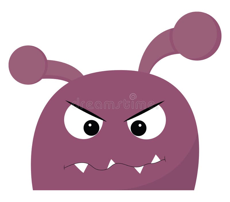 Cone De Emoji De Monstro Roxo Esperançoso. Criativo Vector