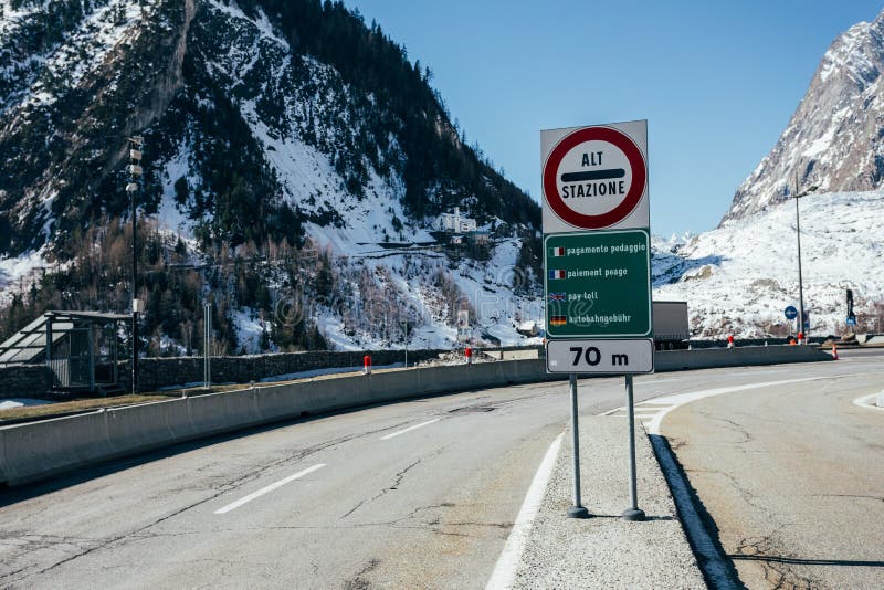 Mont Blanc road stock image. Image of entrance, france 67212623