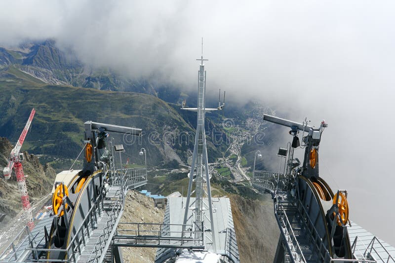 Mont Blanc Cable Car Building Stock Photo Image of peak, clouds 65655696
