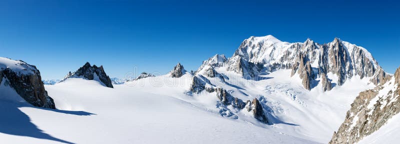 Mont Blanc, France : panorama d'hiver sur le visage est