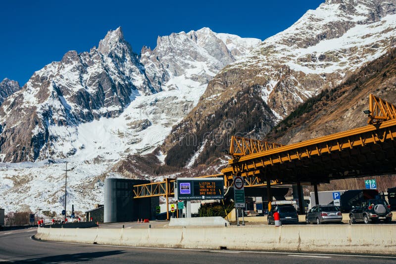 Mont Blanc road stock image. Image of entrance, france 67212623