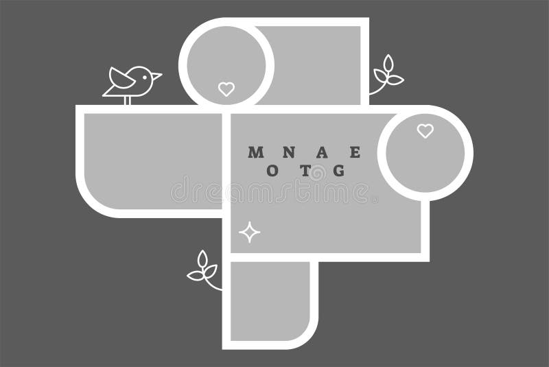 Montage collage photo frame decorative composition blank template, vector design. royalty free illustration