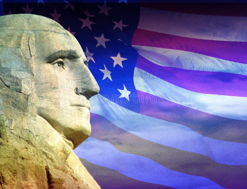 Montage de photo : George Washington et drapeau américain photos libres de droits Montage de photo : George Washington et drapeau américain photos libres de droits