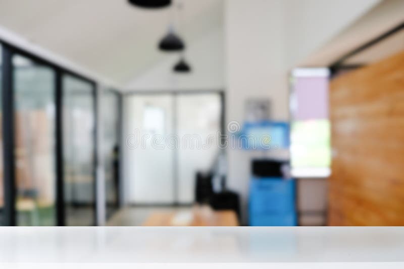 Montage empty table with office room on background royalty free stock photos