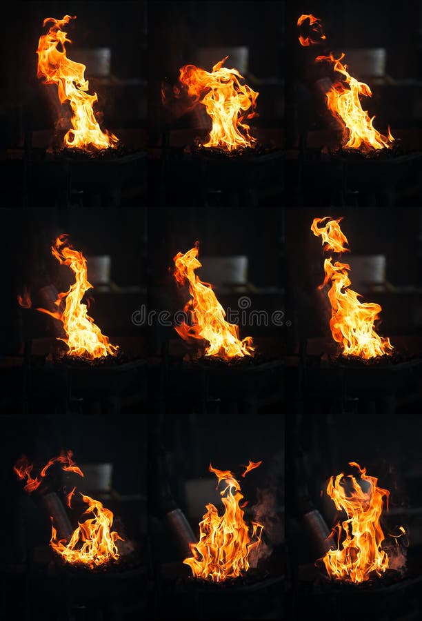 Flame Montage - blacksmith forge in vertical format. Flame Montage - blacksmith forge in vertical format