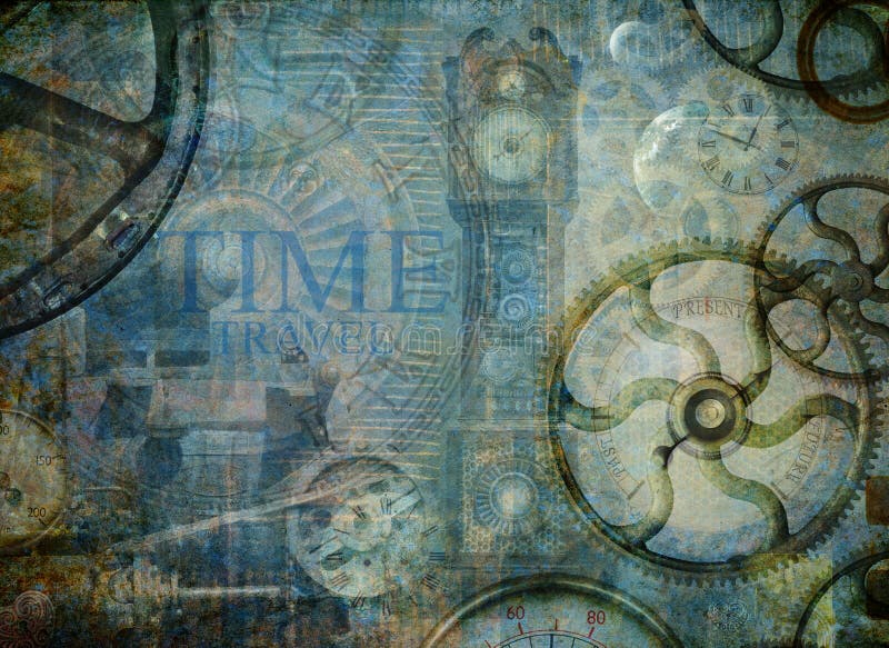 Montagem de viagem de tempo abstrato steampunk