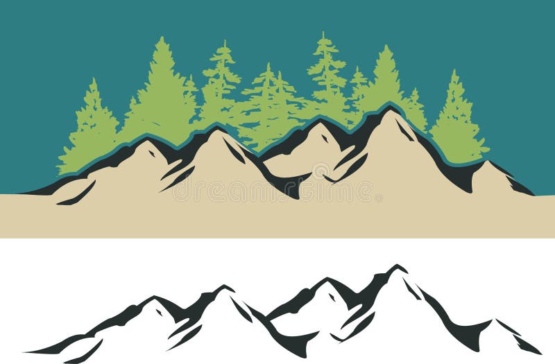 Montagna ed alberi illustrazione di stock Montagna ed alberi illustrazione di stock