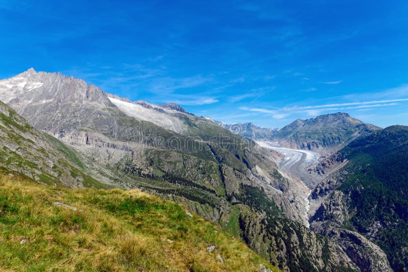 Beautiful scenery with the Aletsch glaciar in the Valais, Switzerland. Beautiful scenery with the Aletsch glaciar in the Valais, Switzerland