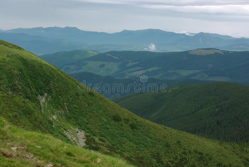 Montagne e colline estive immagine stock libera da diritti