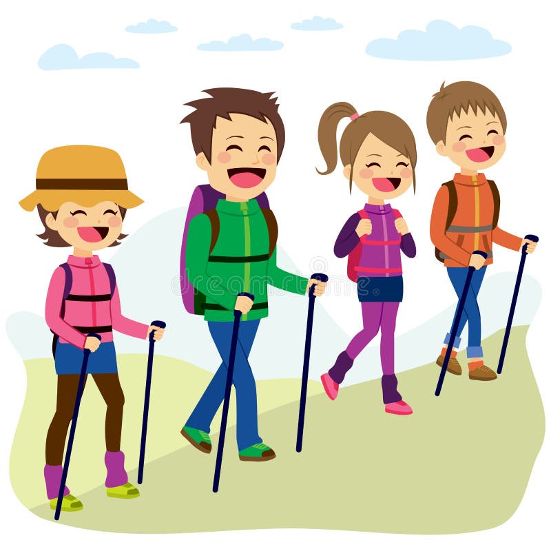 Montagne s'élevante de famille heureuse illustration stock Montagne s'élevante de famille heureuse illustration stock