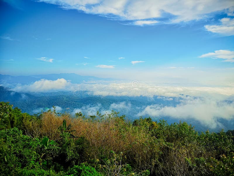 Montagnes et brouillard du matin a à la confiture de lundi, Mae Raem, Chiang Mai, Thaïlande photos stock Montagnes et brouillard du matin a à la confiture de lundi, Mae Raem, Chiang Mai, Thaïlande photos stock