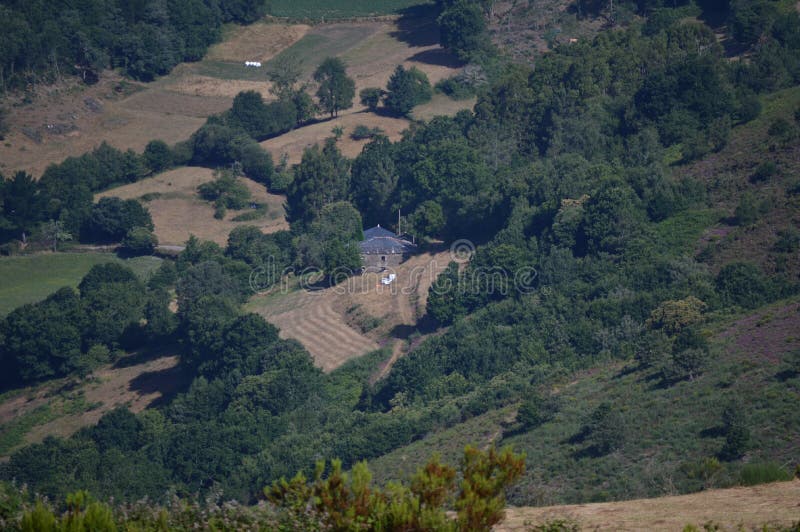Montagnes majestueuses de la Galicie pleines des pr?s de for?ts de pin de vall?es et des for?ts d'eucalyptus dans Rebedul Le 3 ao photos libres de droits Montagnes majestueuses de la Galicie pleines des pr?s de for?ts de pin de vall?es et des for?ts d'eucalyptus dans Rebedul Le 3 ao photos libres de droits