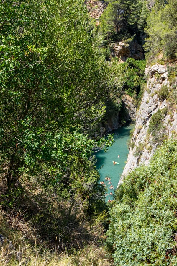 Montanejos River with Thermal Water in Castellon, Spain. Stock Image