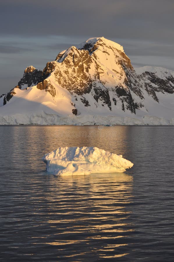 View from an Antarctica expedition ship as the sun started to set. View from an Antarctica expedition ship as the sun started to set