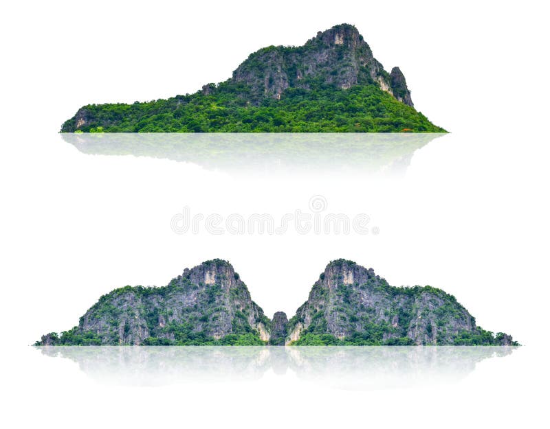 Montanha, ilha isolada em um fundo branco com uma fuga ilustração royalty free Montanha, ilha isolada em um fundo branco com uma fuga ilustração royalty free