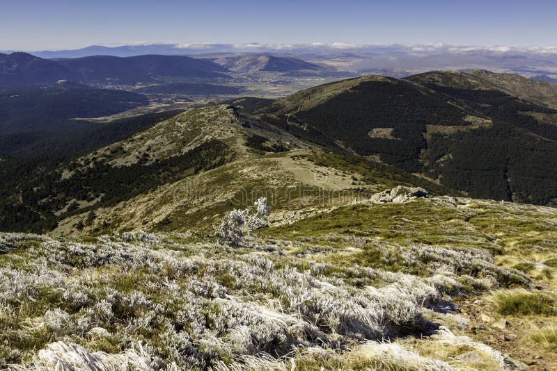 Top of The Dead Woman. Mountain in the Sierra de Guadarrama National Park in Segovia. Hiking route to enjoy nature. In Spain, Europe. Top of The Dead Woman. Mountain in the Sierra de Guadarrama National Park in Segovia. Hiking route to enjoy nature. In Spain, Europe