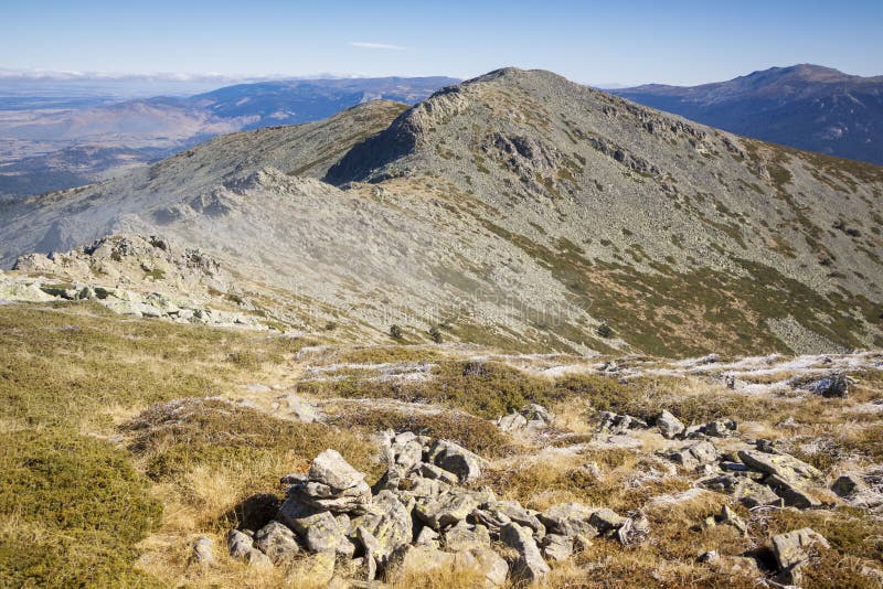 Top of The Dead Woman. Mountain in the Sierra de Guadarrama National Park in Segovia. Hiking route to enjoy nature. In Spain, Europe. Top of The Dead Woman. Mountain in the Sierra de Guadarrama National Park in Segovia. Hiking route to enjoy nature. In Spain, Europe