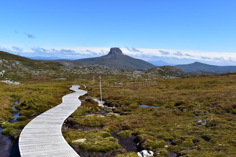 Montanha que Trekking, Tasmânia - Austrália do berço fotografia de stock Montanha que Trekking, Tasmânia - Austrália do berço fotografia de stock