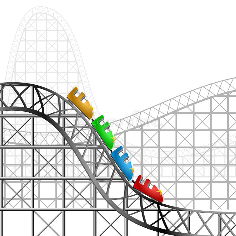 Roller coaster with four cars. Roller coaster with four cars