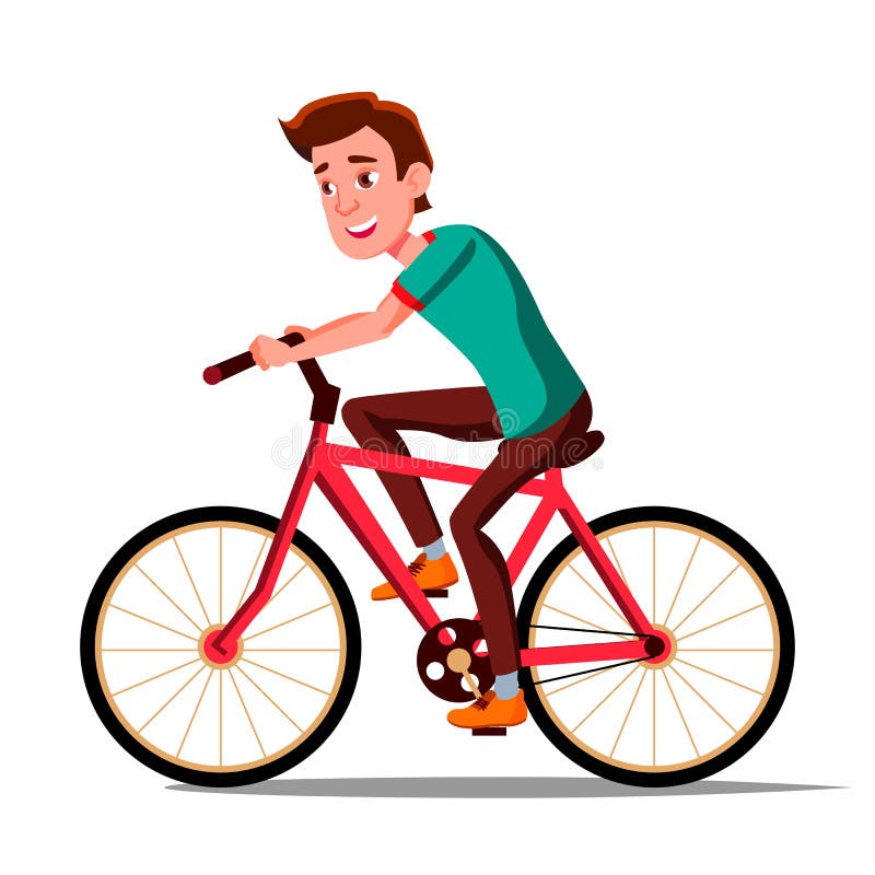 Montar a caballo adolescente del muchacho en vector de la bicicleta Forma de vida sana Bicicletas Actividad del deporte al aire l libre illustration