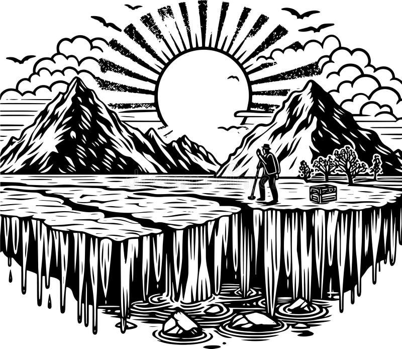 Montañas de boceto vectorial e imitación forestal de un dibujo a lápiz. ai generativo. libre illustration