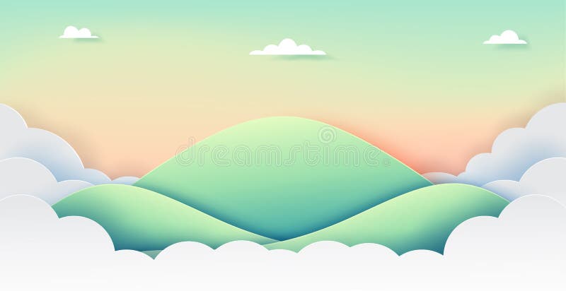 Montañas, nubes y estilo del arte del papel del cielo ilustración del vector Montañas, nubes y estilo del arte del papel del cielo ilustración del vector