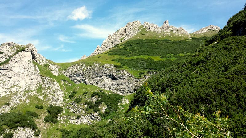 Montañas verdes, cielo azul, paisaje de verano fotografía de archivo Montañas verdes, cielo azul, paisaje de verano fotografía de archivo