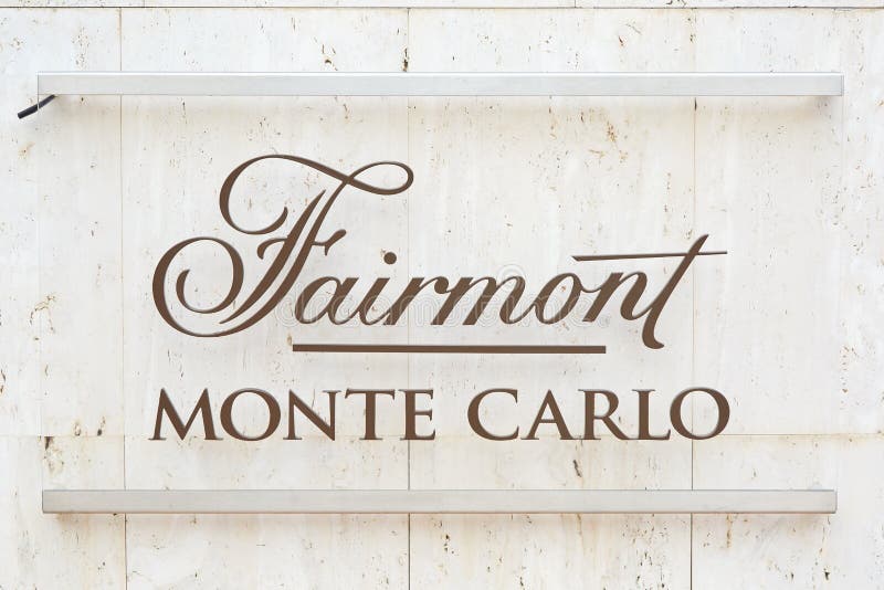 Fairmont luxury hotel glass sign in summer in Monte Carlo, Monaco royalty free stock image Fairmont luxury hotel glass sign in summer in Monte Carlo, Monaco royalty free stock image