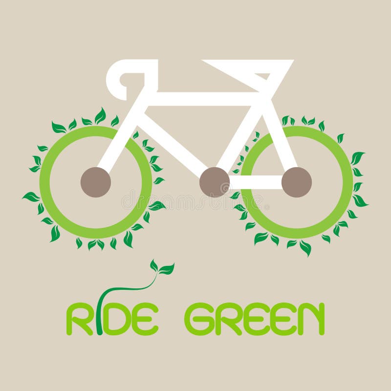 Monte En Bicicleta El Paseo Para El Vector Verde De Eco, Ejemplo Stock