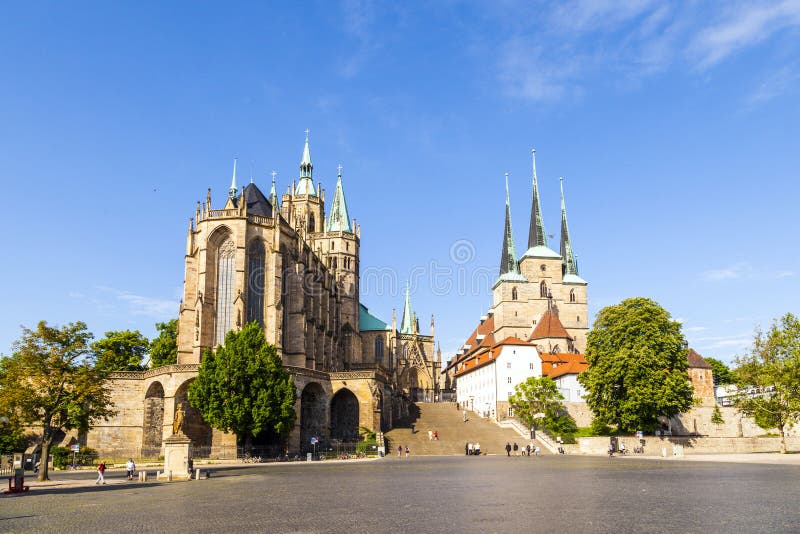 Monte famoso dos DOM de Erfurt Alemanha imagens de stock Monte famoso dos DOM de Erfurt Alemanha imagens de stock