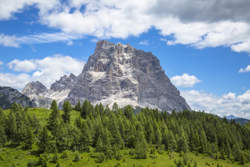 Monte Pelmo isolated peak in the Dolomites, Italy. Alps landscap