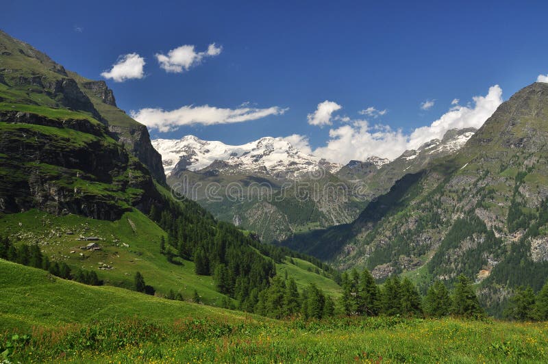 Monte Rosa, Κοιλάδα Αόστα, Ιταλία στοκ εικόνες