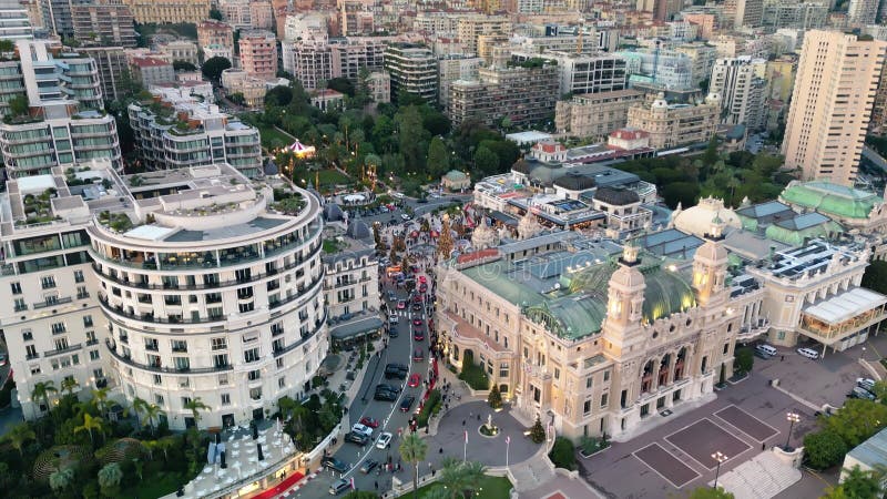 Montecarlo. Aervy av monaco-skylin vid solnedgång