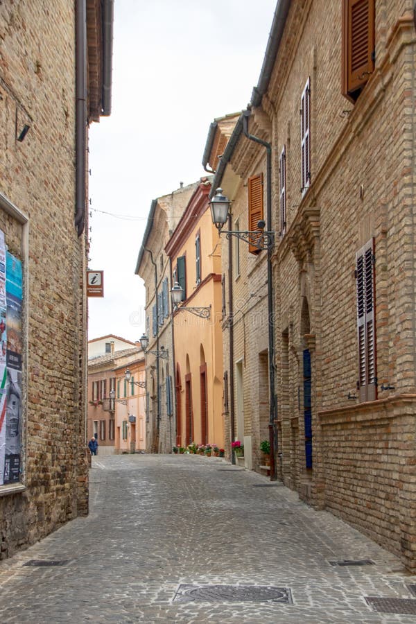 At Montecassiano - Itlay - On april 2019 - Medieval architectures in the beautiful village of Montecassiano, Marches, Italy. Typical architectures stock images, royalty-free photos and pictures